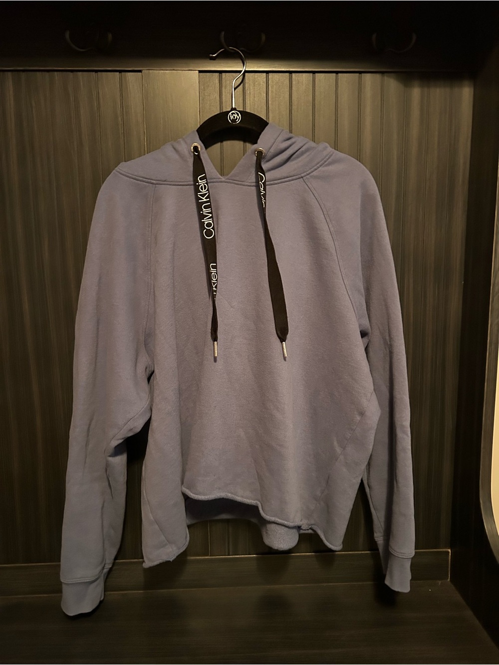 Calvin Klein womens cropped periwinkle Pullover Hoodie